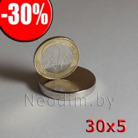 Неодимовый магнит 30х5